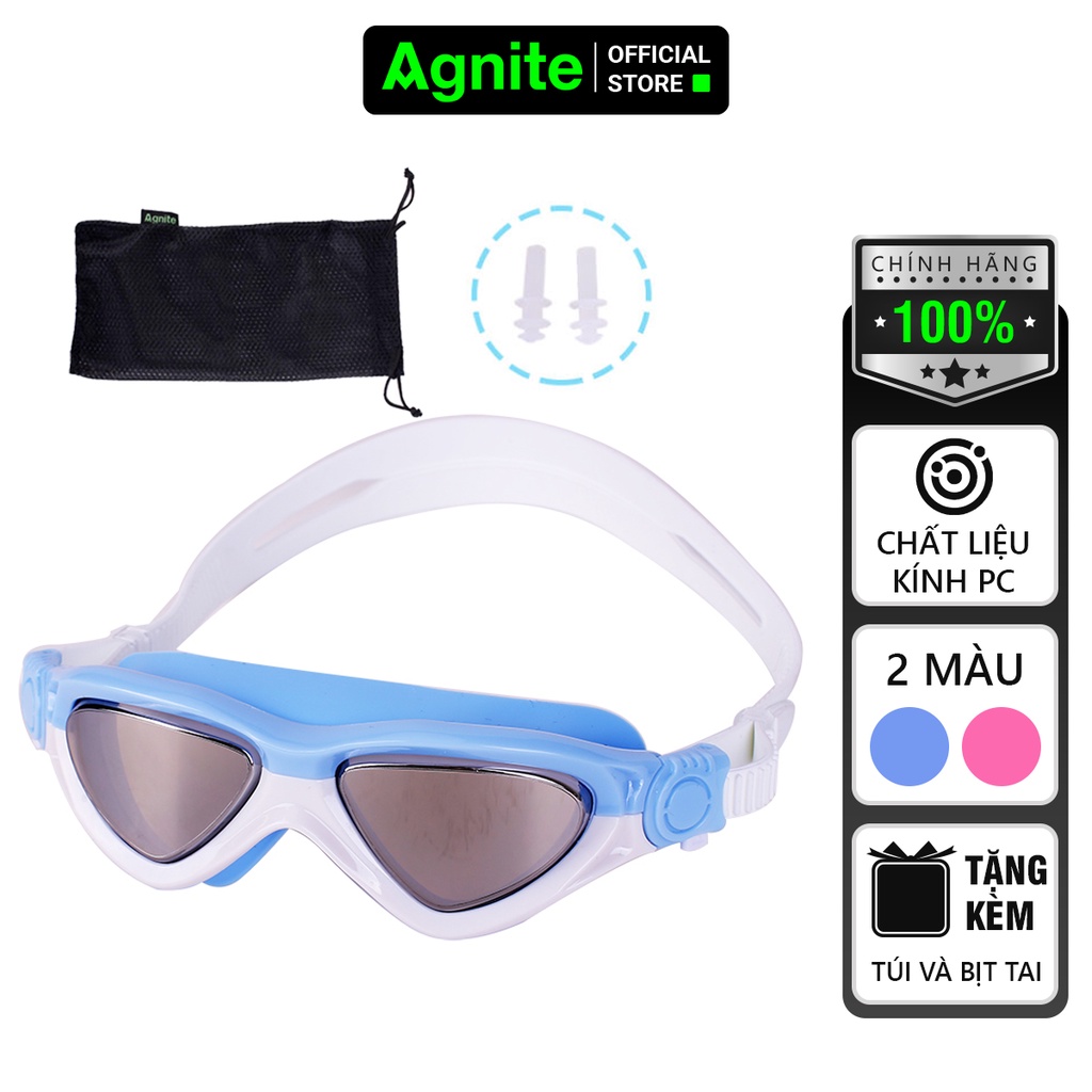 [Quà tặng] Kính bơi người lớn, trẻ em chính hãng Agnite chống tia UV bảo vệ mắt, thấu kính trong, tầm nhìn rõ