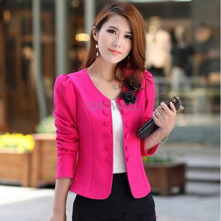 Topmall Áo vest nữ tay dài 2 hàng nút áo khoác trơn áo khoác form rộng áo khoác uni khoác ulzzang áo khoác đôi áo vét