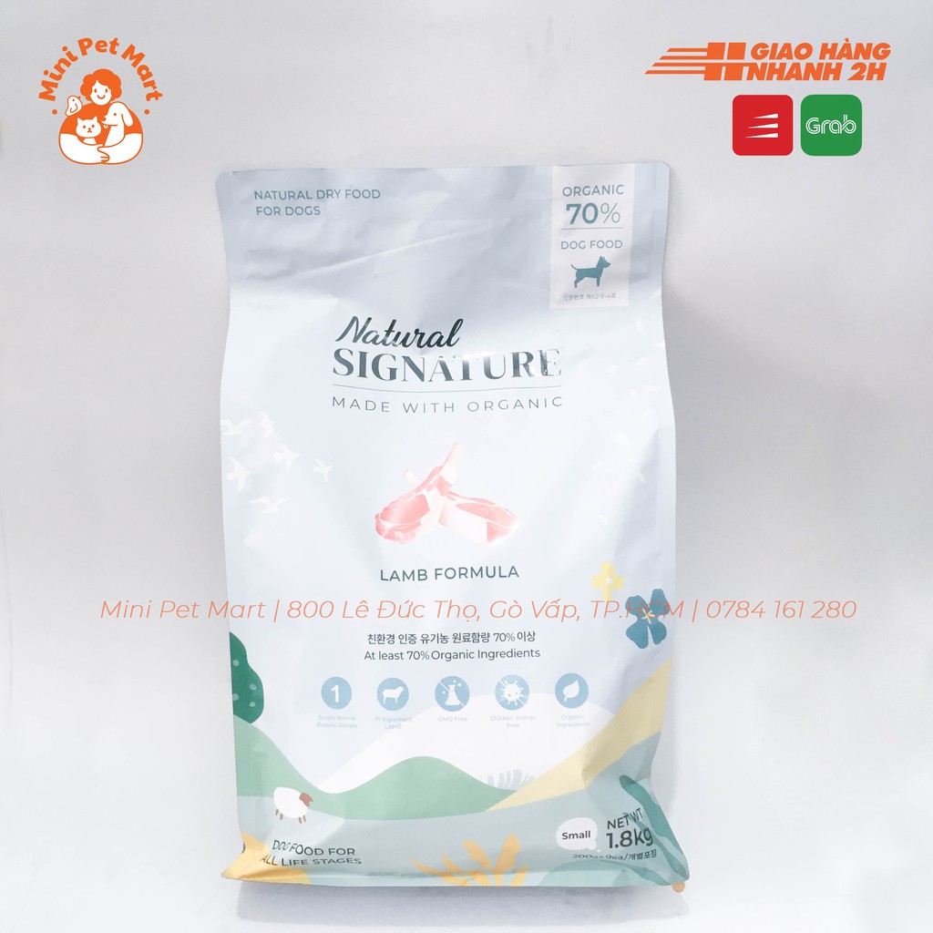 Thức ăn hạt cho chó con và chó trưởng thành NATURAL SIGNATURE 1,8kg - Vị thịt cừu