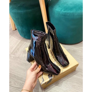 💖FULLBOX BOOT💖 Bốt ngắn cổ nữ da bóng khóa cạnh
