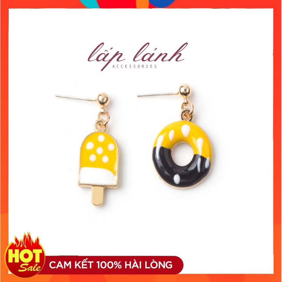 [Có sẵn] BÔNG TAI KHUYÊN TAI HỌA TIẾT DỄ THƯƠNG HANDMADE HÌNH KEM BÁNH RÁN SON MÔI PHONG CÁCH HÀN QUỐC BT42