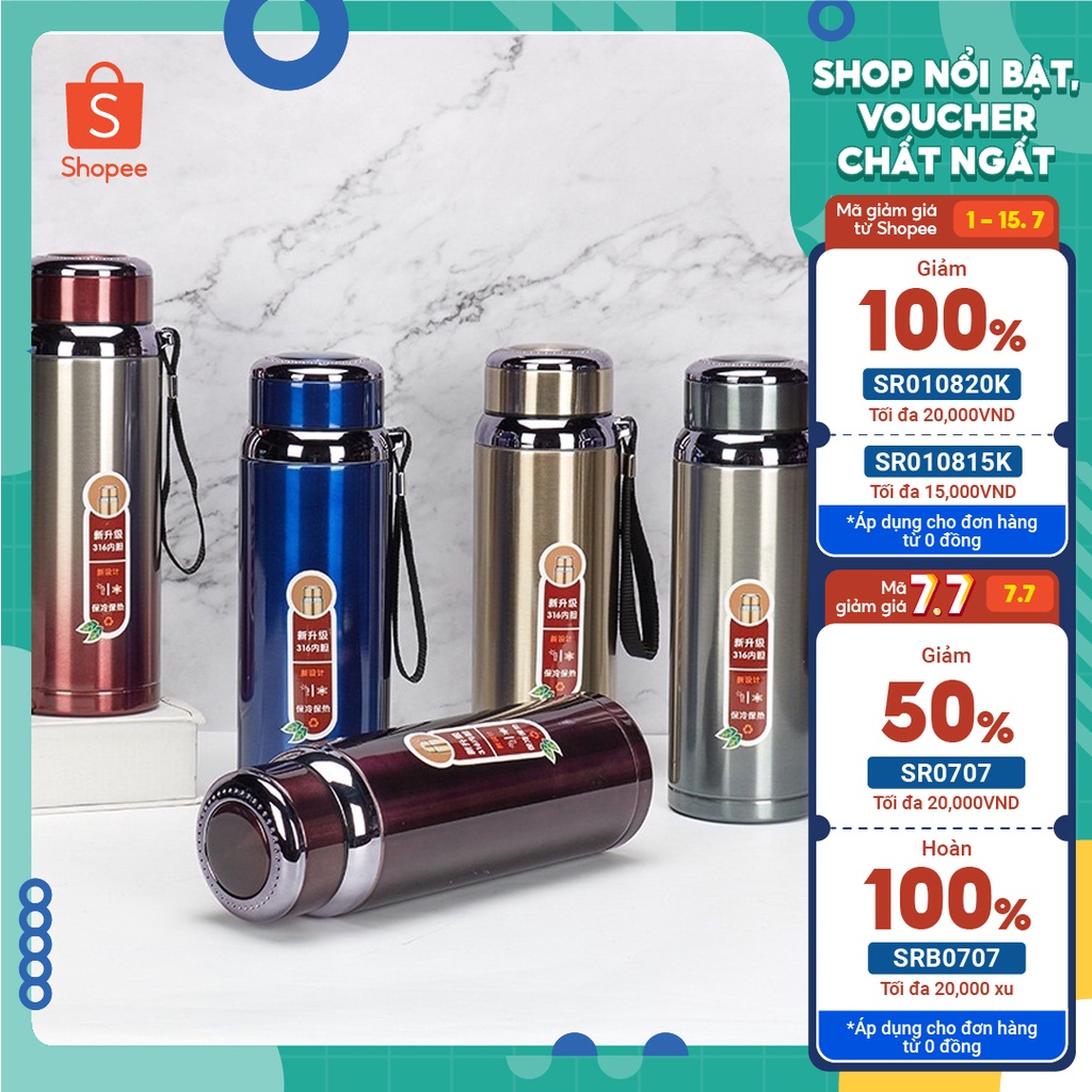 BÌNH GIỮ NHIỆT CỔ INOX 1 LÍT -  316 GIỮ NHIỆT LIÊN TỤC 24 TIẾNG - Có rây lọc, phong cách thể thao, an toàn