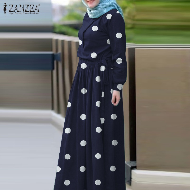 Đầm Maxi Zanzea họa tiết chấm bi thời trang hồi giáo dành cho nữ
