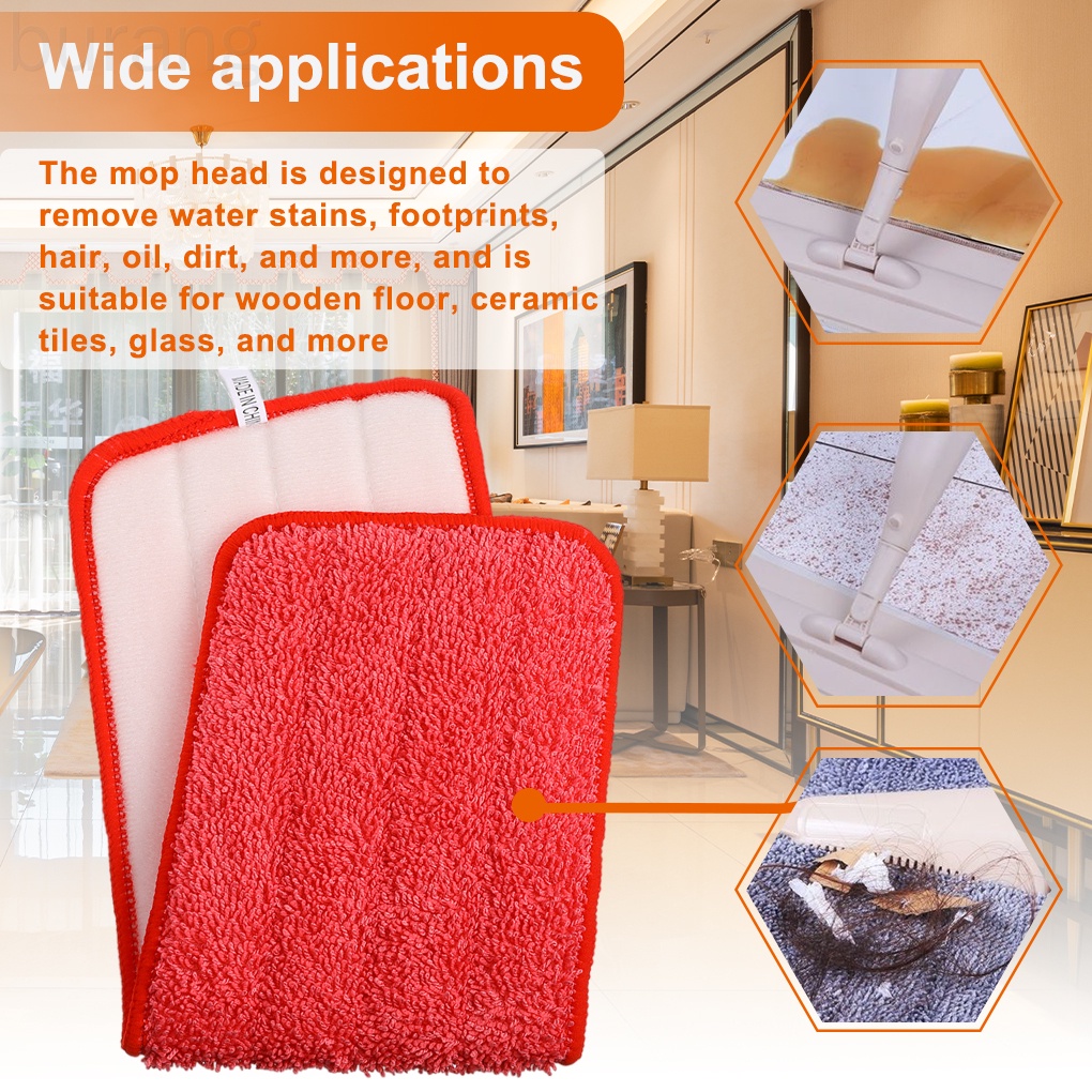 Set 2 miếng đầu lau sàn phẳng tự dính làm sạch có thể giặt được loại bỏ bụi bẩn cho phòng tắm