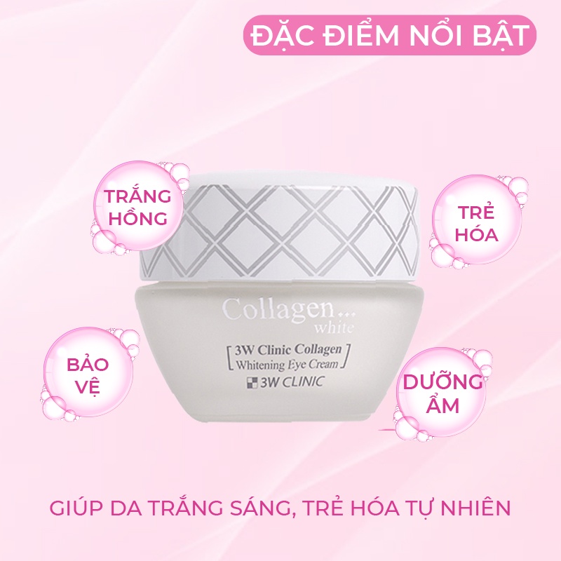 Kem trắng da dưỡng ẩm 3W Clinic Hàn Quốc chiết xuất tinh chất Collagen giúp da trắng sáng ngăn ngừa lão hóa  60ml