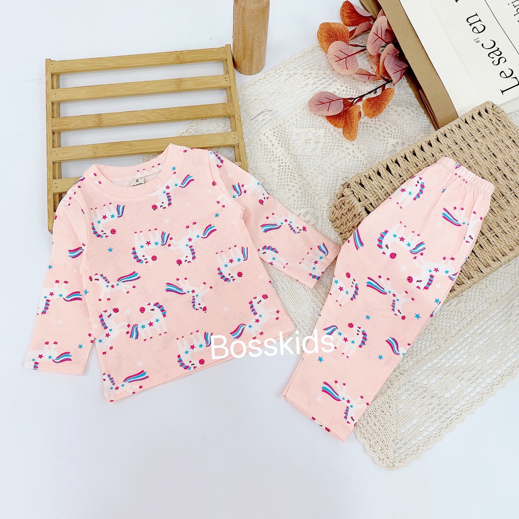 Bộ Dài Tay Hoạ Tiết Cao CấpThu Đông Cho Bé Gái, Bé Trai 7-18kg Chất Cotton 4 chiều mềm Đẹp