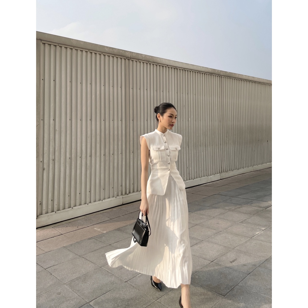 Áo tweed trắng thiết kế - Cassia Shirt