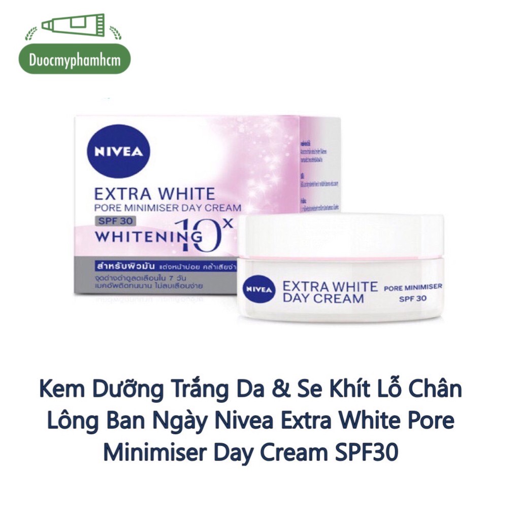 Kem Dưỡng Trắng Da & Se Khít Lỗ Chân Lông Ban Ngày Nivea Extra White Pore Minimiser Day Cream SPF30 50ml