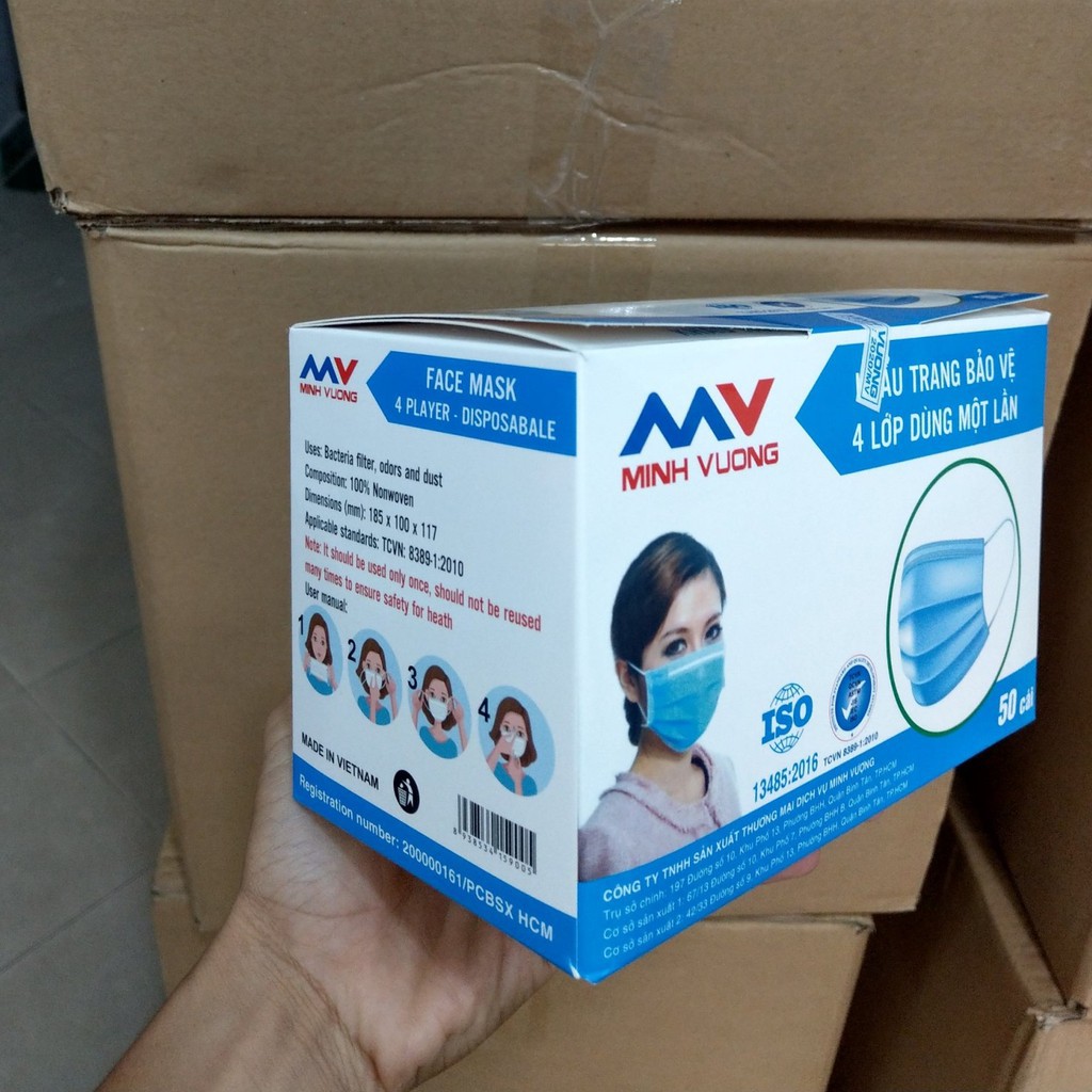 [Giá xưởng] Khẩu trang y tế hộp 50 cái kháng khuẩn chuẩn 4 lớp công ty
