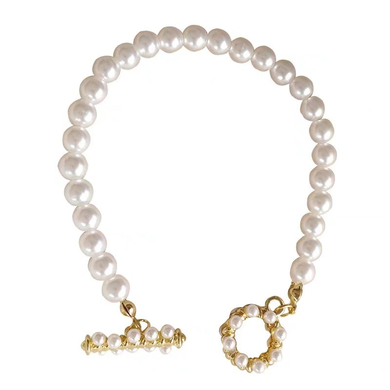 Vòng Tay Đính Ngọc Trai Phong Cách Baroque Đơn Giản Thời Trang Hàn Quốc Cho Nữ