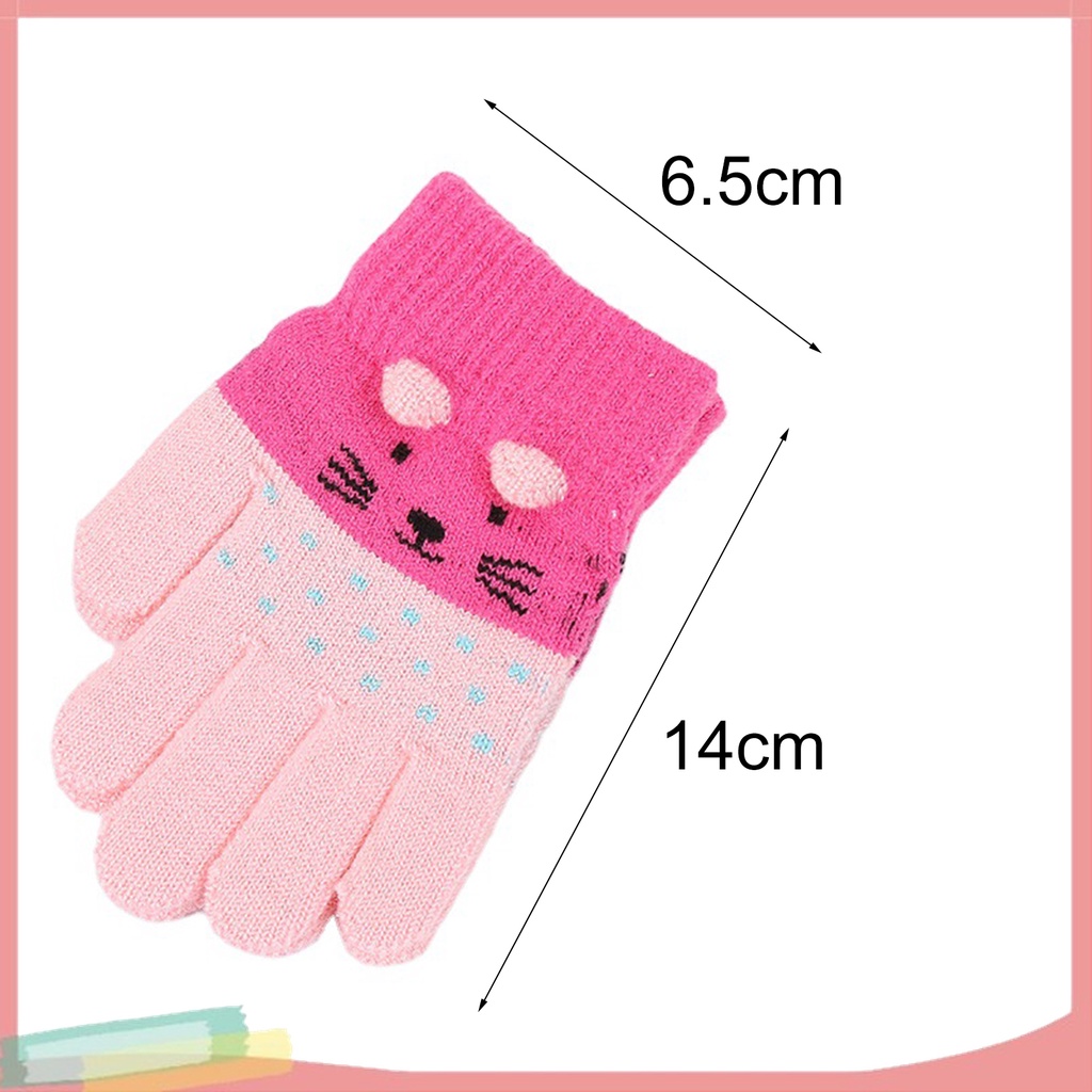 1 Đôi Găng Tay Dệt Kim Họa Tiết Hoạt Hình Dễ Thương Cho Bé