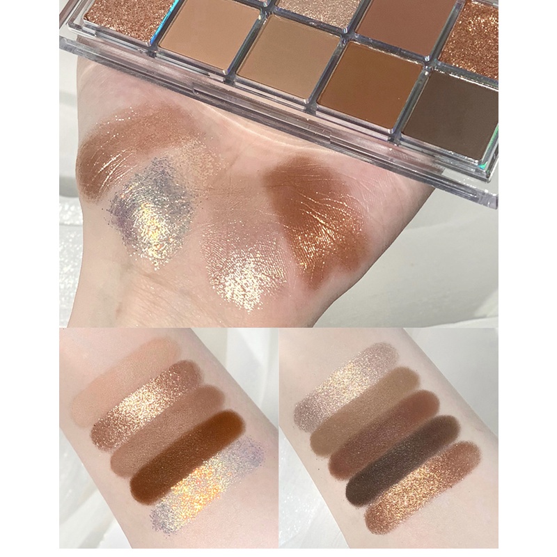 Bảng phấn mắt ROTO 10 màu sắc hiệu ứng tông lì ánh nhũ lấp lánh thời trang