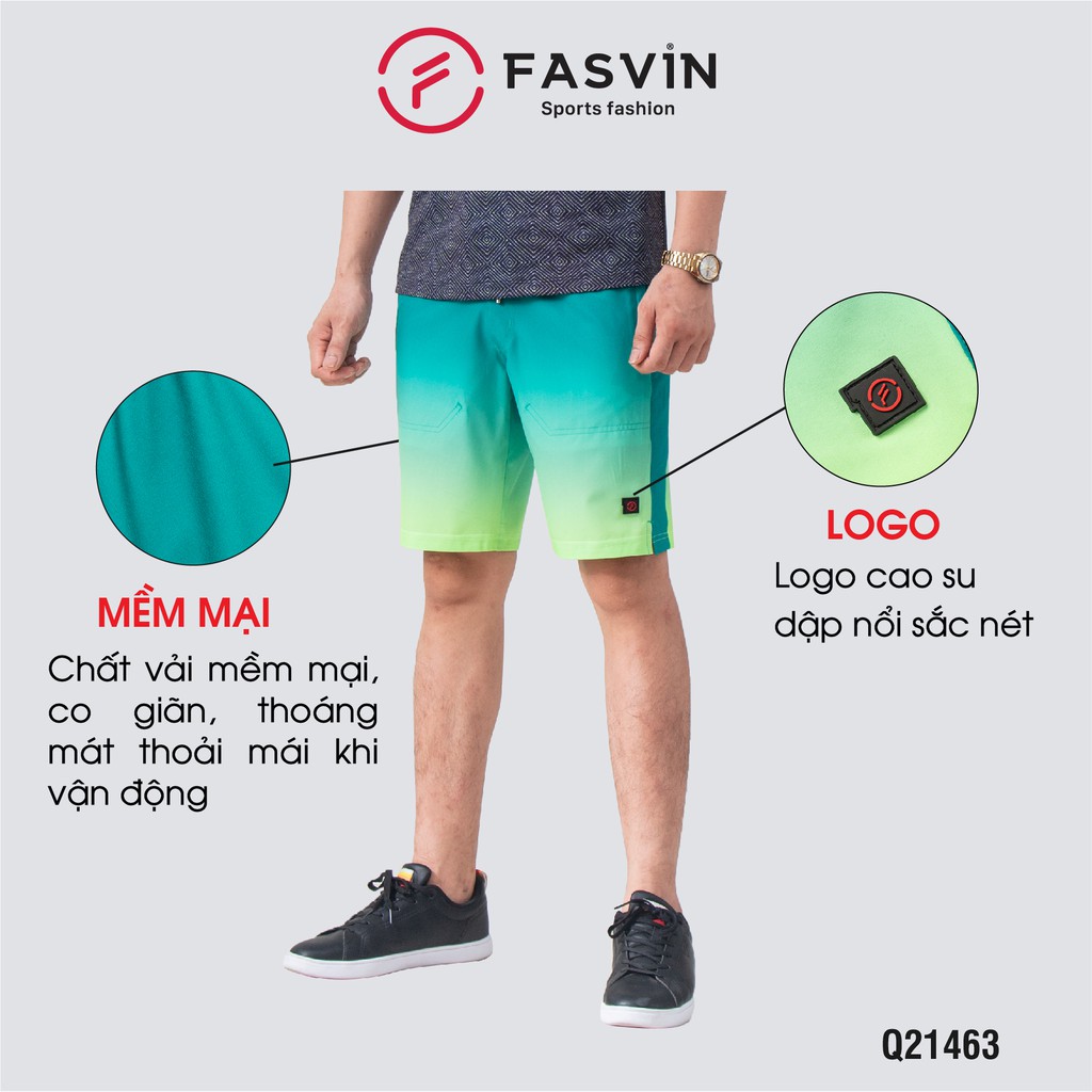 Quần short nam thể thao Fasvin S21463.HN vải gió in thăng hoa co giãn mềm mát đi bơi hay tennis