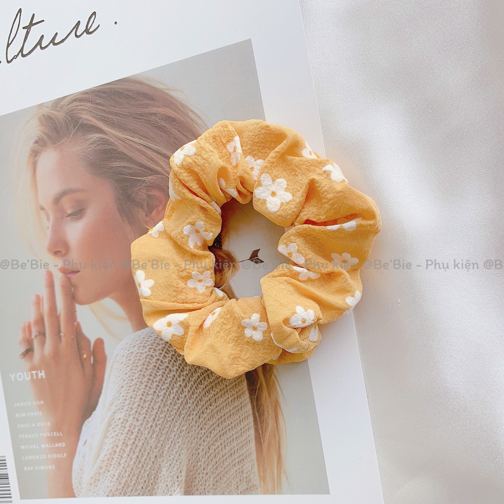 Cột tóc Scruchies vải hoa mận siêu đẹp, Buộc tóc vải hot trend BeBie - BP106
