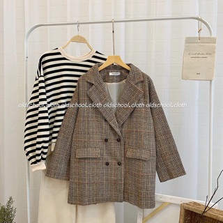 BLAZER DẠ GAI CARO 6 NÚT (ảnh thật / có sẵn)