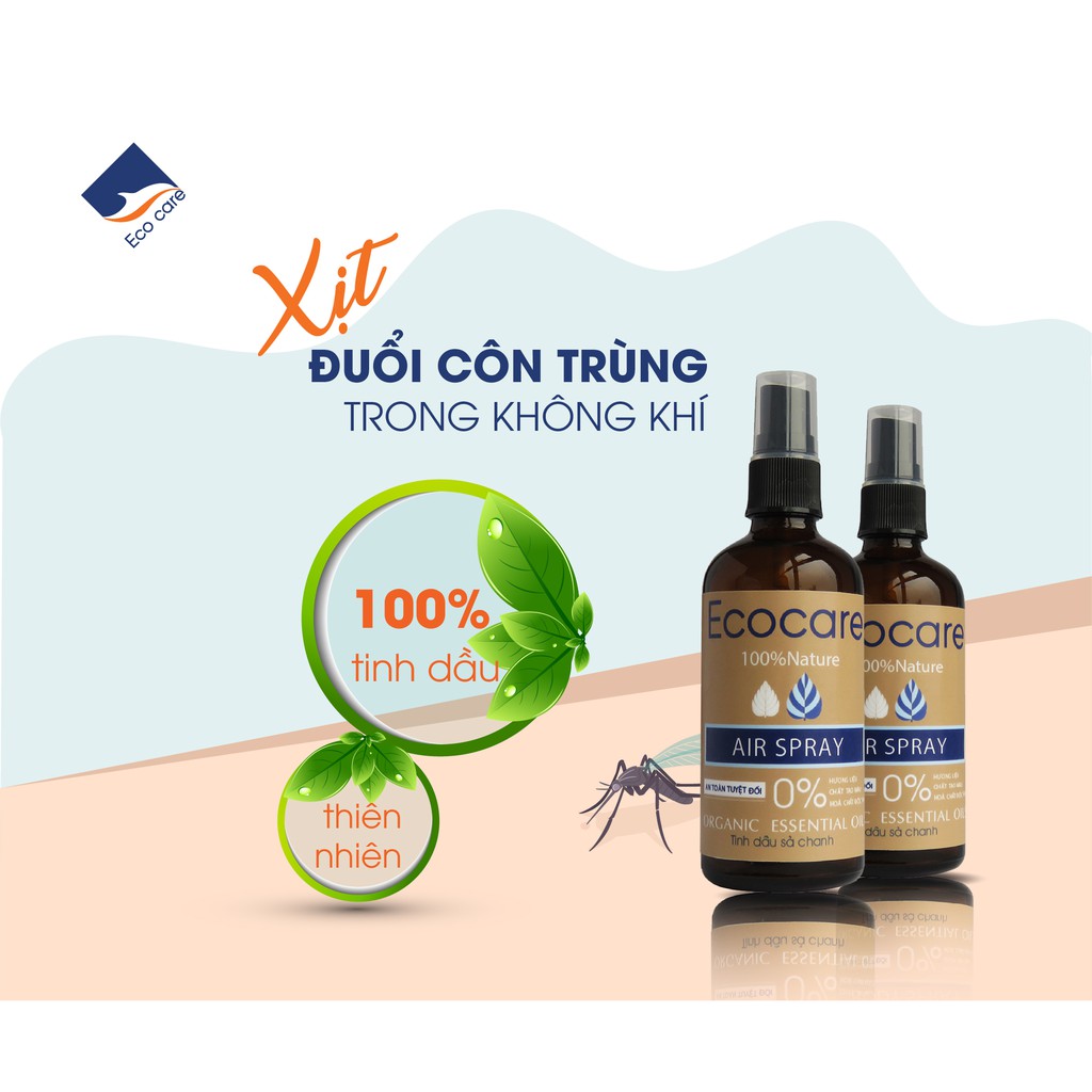 Xịt KHỬ MÙI ĐA NĂNG ECOCARE 50ml với chiết xuất hoàn toàn tự nhiên, an toàn cho sức khỏe