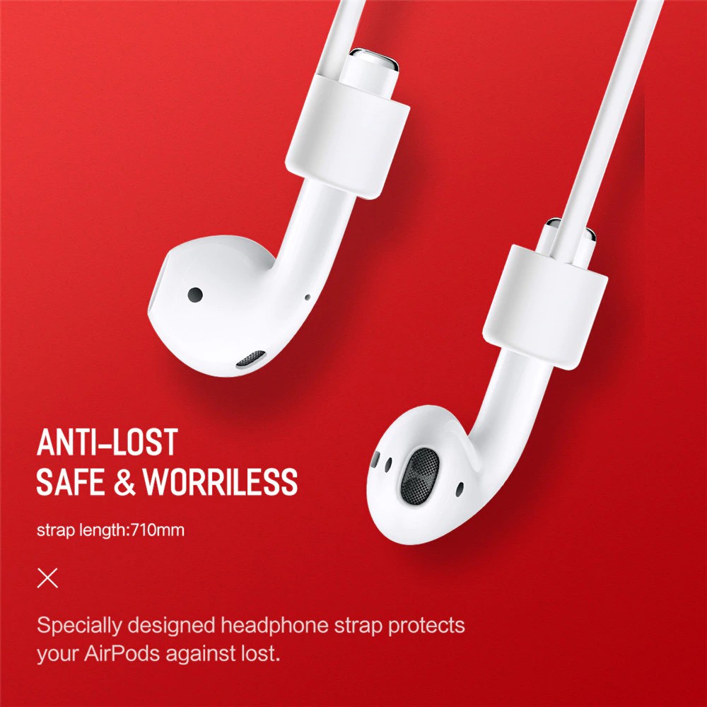 Bao case silicon siêu mỏng kiêm dây nối chống mất cho tai nghe Apple Airpods 1 / 2 hiệu Rock Carying - Hàng chính hãng