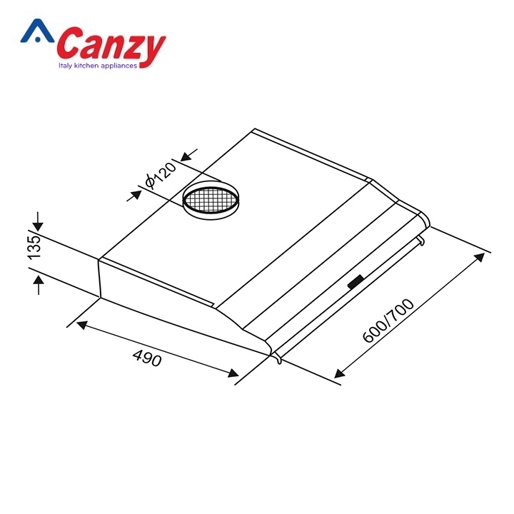 Máy hút mùi bếp 7 tấc Canzy CZ-2070B