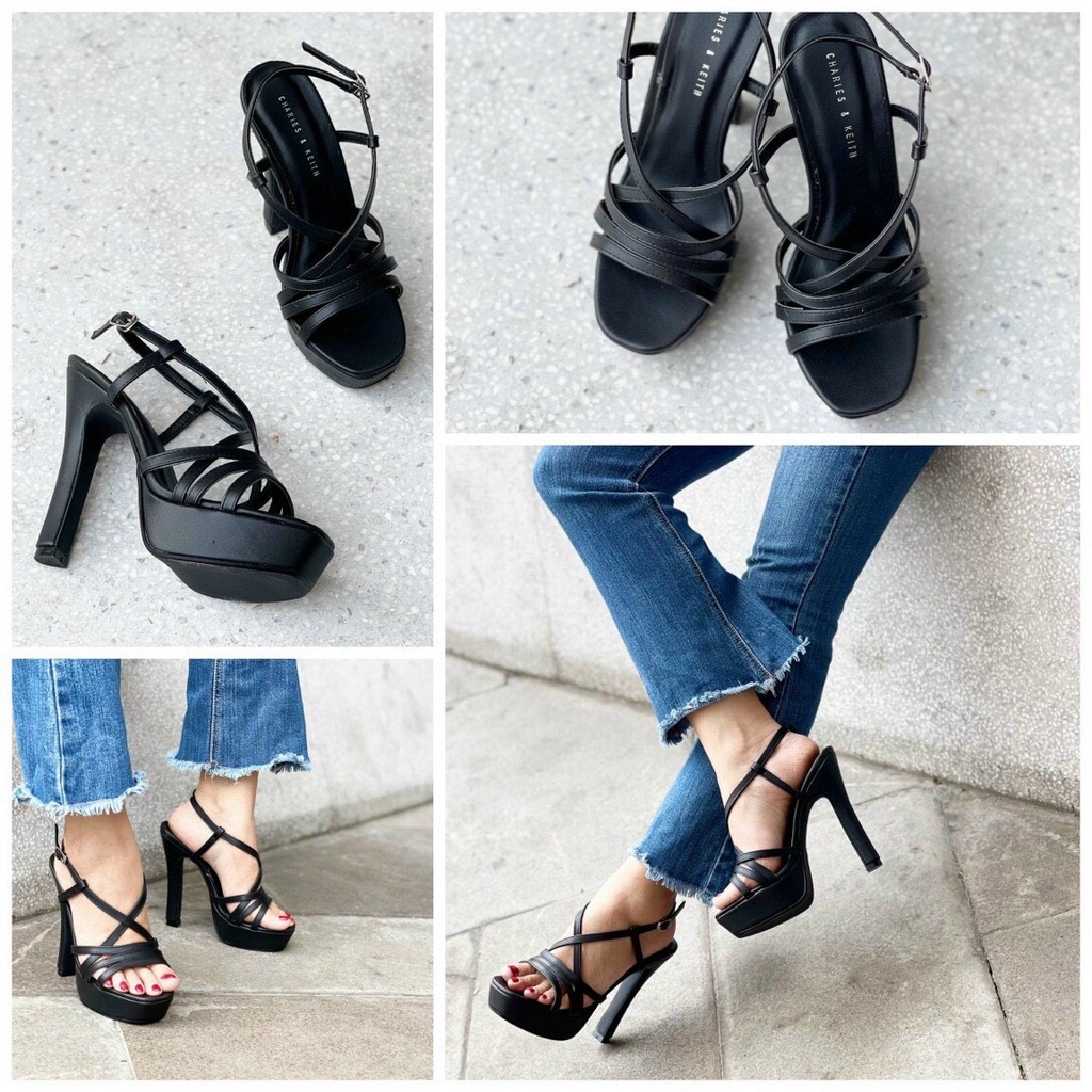 Giày sandal dây cao gót đúp 12p (ảnh thật)