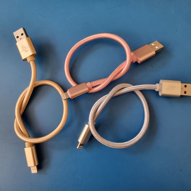 Dây cáp sạc dài 25cm bọc dù siêu bền dùng cho IPhone, sạc pin cho các thiết bị điện tử