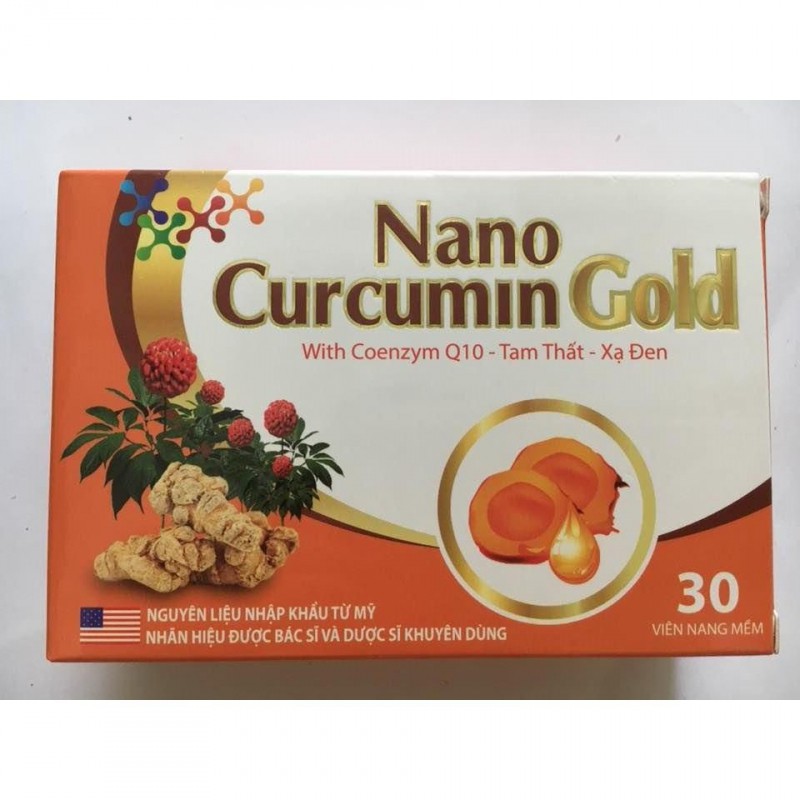 Viên tinh nghệ Nano Curcumin Gold Tam Thất Xạ Đen giảm viêm loét dạ dày, tá tràng, ung bướu - Hộp 30 viên