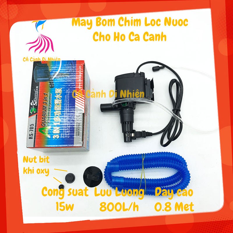Máy bơm chìm 15W lọc nước RS 705 cho hồ cá cảnh RS-705