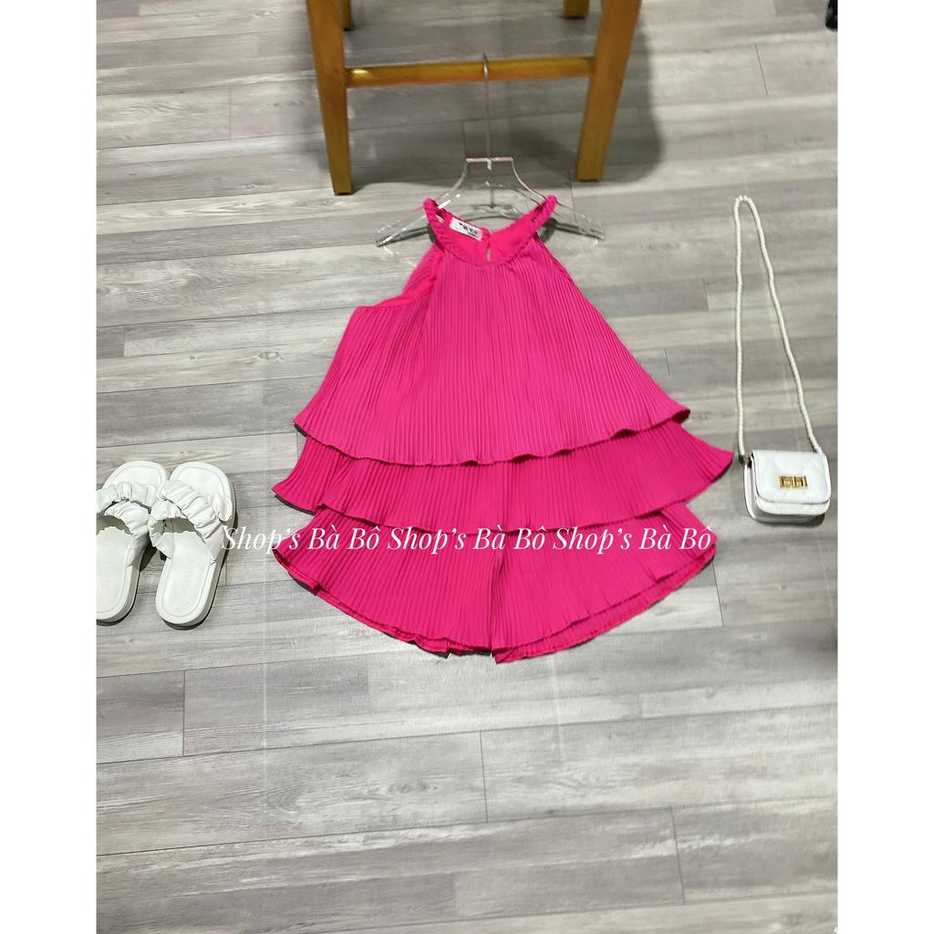 Set áo yếm đan tít, xếp ly, áo may tầng form rộng, quần short cho nữ mặc nhà, mặc đi chơi đơn giản, dễ thương