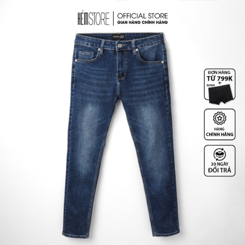 |Hẻm Store| Quần jean nam, quần bò nam Satoshi SAQJ31 dáng vừa màu xanh trơn wash basic chất jean co giãn nhẹ | BigBuy360 - bigbuy360.vn