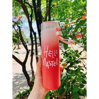 [Xả Lỗ] Bình Nước Thủy Tinh Có Dây Xách HELLO MASTER 500ml