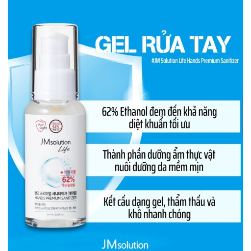 Nước Rửa Tay Khô JM Solution Life Guard Hands Premium Sanitizer 60ml (size mini)