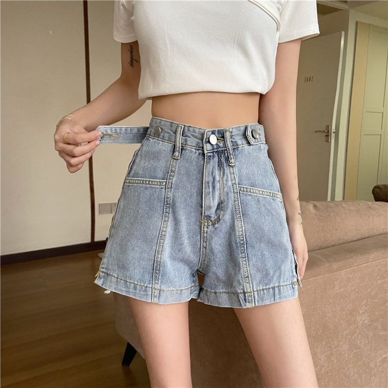 SUXI Quần Short Denim Màu Trơn Kiểu Retro Thời Trang Mùa Hè Cho Nữ