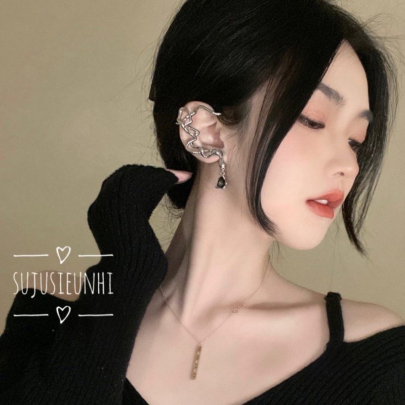 Khuyên tai unisex dạng xoắn uốn lượn ôm theo vành cá tính (1 chiếc)