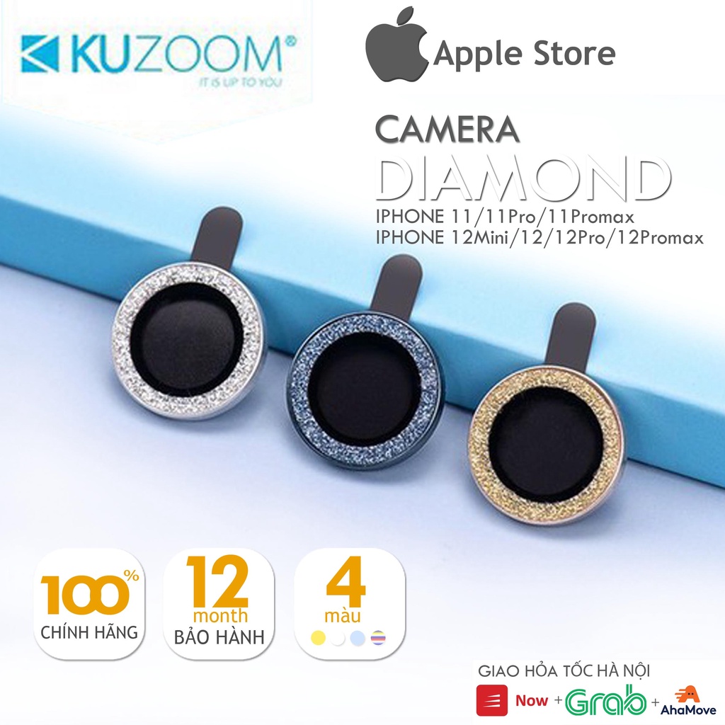 Kính Cường Lực Camera Lens Kuzoom Diamond iPhone 12 Pro Max / 12 Pro / 12 / 12 Mini 11/11pro | HOT HOT Về 4 Màu |