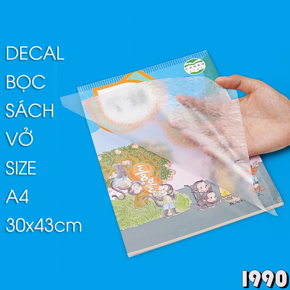 Decal Bọc Sách Vở Chống Nước, Chống Rách, Trong Suốt Kích Thước 43x30cm Bộ 10 Tờ