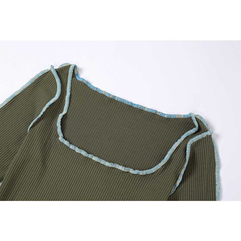 DUNEA Váy bó sát dài tay cổ tròn gợi cảm cho phụ nữ