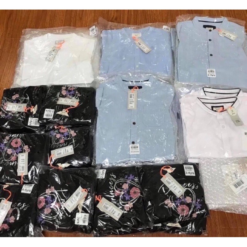 Áo sơ mi xanh săn sale của Ri cho bé trai sz 12-18m, 3-4y