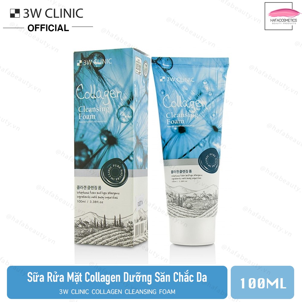 Sữa rửa mặt bổ sung Collagen ngừa lão hóa 3W Clinic Collagen Foam Cleansing 100ml
