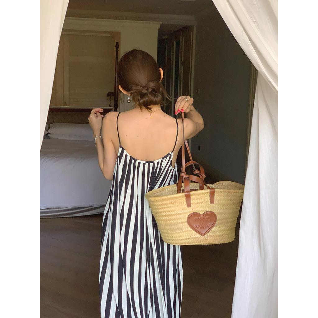 Đầm Hai Dây Dáng Rộng Họa Tiết Kẻ Sọc Thời Trang Mùa Hè 64068