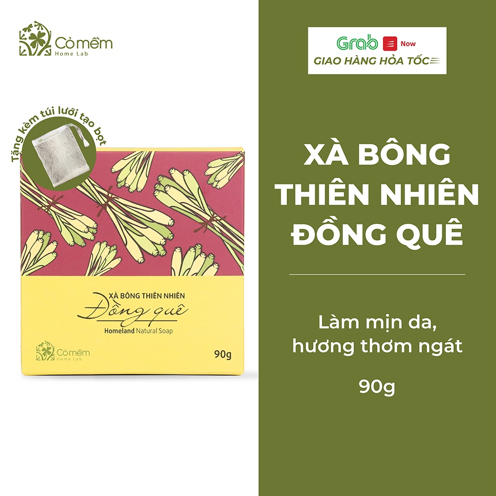 Xà Bông Tắm Và Rửa Mặt Thiên Nhiên Đồng Quê An Toàn Đuổi Muỗi Sả Chanh Cỏ Mềm 90g