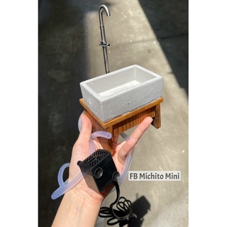 Mô hình bồn rửa bát Lavabo mini chảy được nước thật