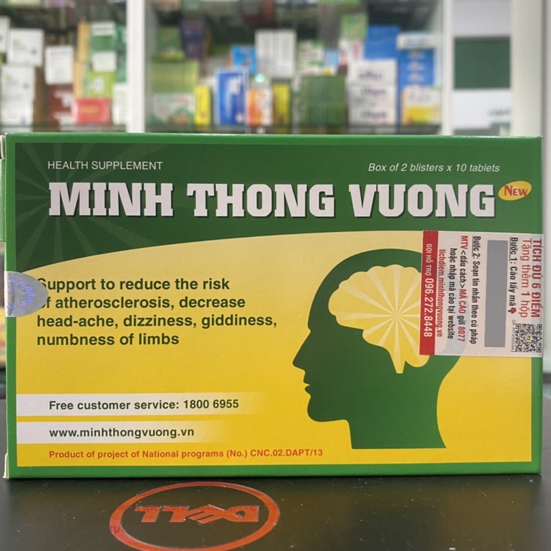 Minh Thông Vương - Hỗ trợ tăng tuần hoàn máu, tăng cường trí nhớ (Hộp 2 vỉ x 10 viên)