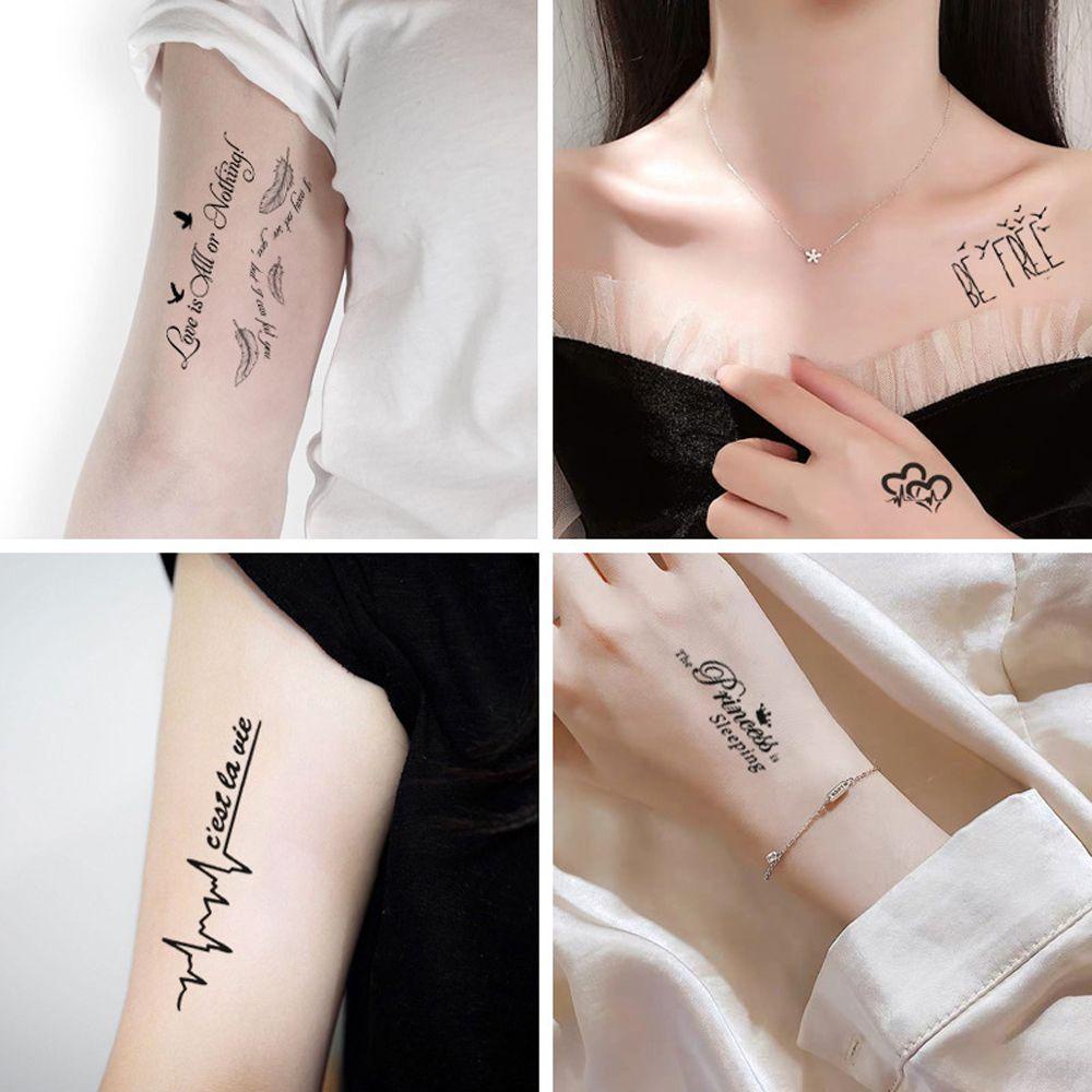 Set 30 Hình Xăm Dán Tạm Thời Chống Nước Hình Chữ Cái Tiếng Anh Màu Đen Cho Nam Và Nữ