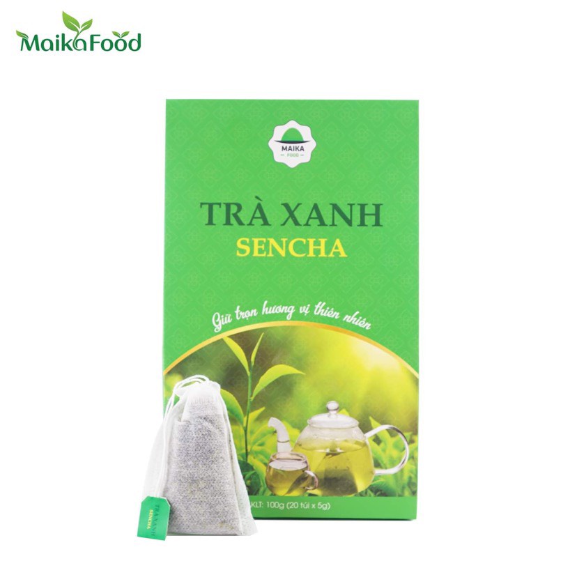 Trà xanh Sencha Maika Food Hộp 20 Gói - Thưởng Thức Trà Xanh Chuẩn Vị Không Cồn Cào Như Trà Xanh Thông Thường