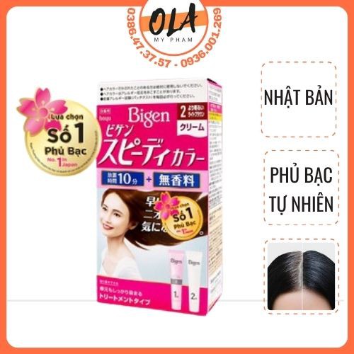 Thuốc nhuộm tóc phủ bạc dạng kem BI.g.en Speedy Color Cream 80ml - mỹ phẩm ola