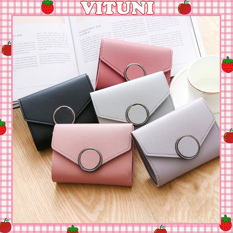 Ví cầm tay nữ Vituni ví nữ mini da PU thiết kế khóa tròn VN03