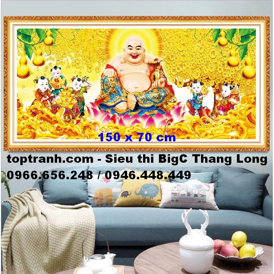 Tranh thêu chữ thập Phật di lặc Ngũ Phúc MN0187 chưa thêu