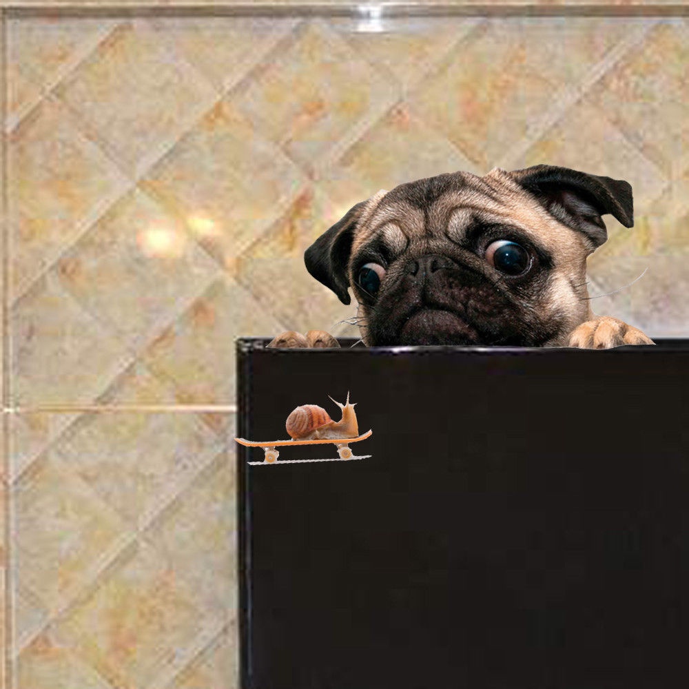 Miếng dán trang trí xe hơi/laptop hình chú chó Pug 3D dễ thương tiện lợi