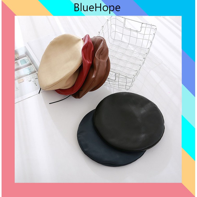 Mũ Nồi Beret NỮ CHẤT PU BA MÀU Chỉnh được kích thước HÀN QUỐC MN05