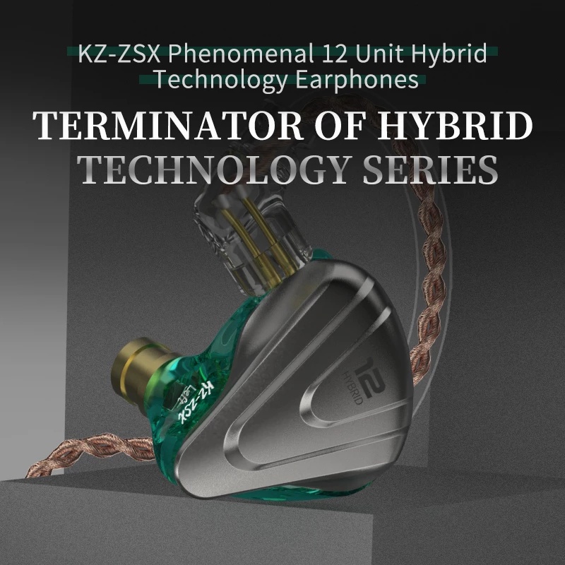 Tai Nghe Nhét Tai KZ ZSX 5BA + 1DD Hybrid 12 drivers HIFI Chống Ồn