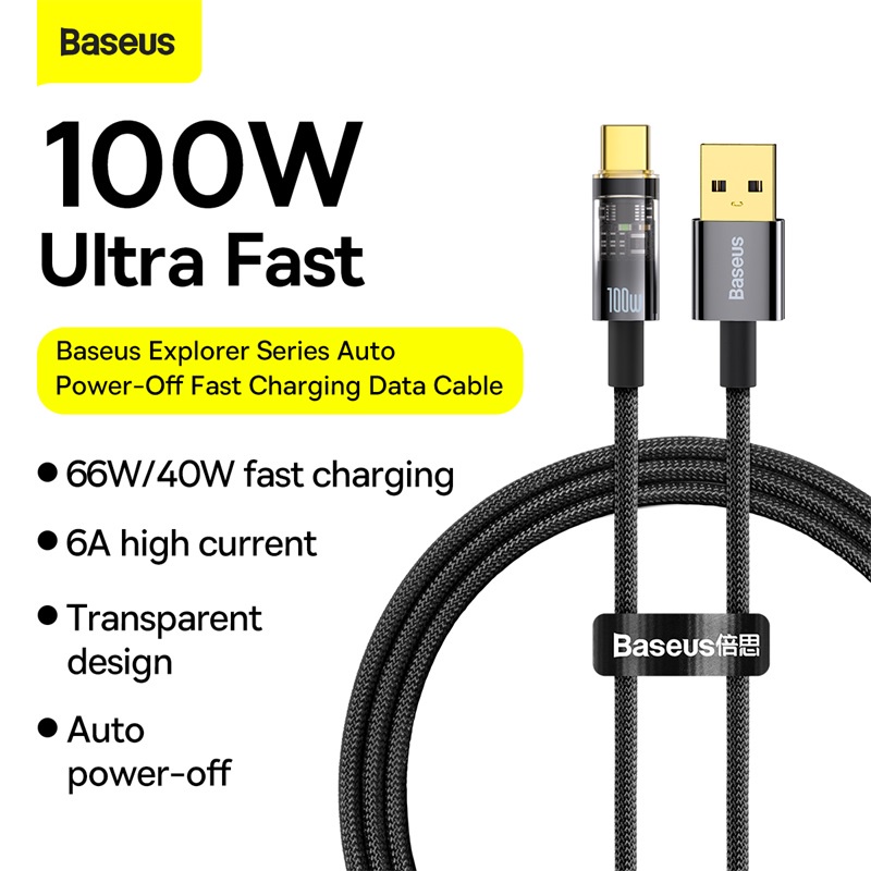 Cáp sạc nhanh Baseus 6A 5A USB Type C cho Huawei 66W 100W
